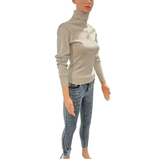 Silver Metallic Turtleneck Sweater - Never Worn - Picture 7 of 16